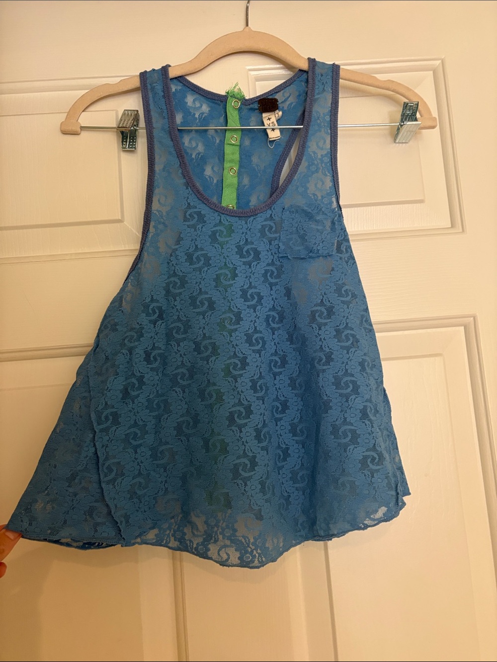Free People Blue Lace Racerback Tank Top
